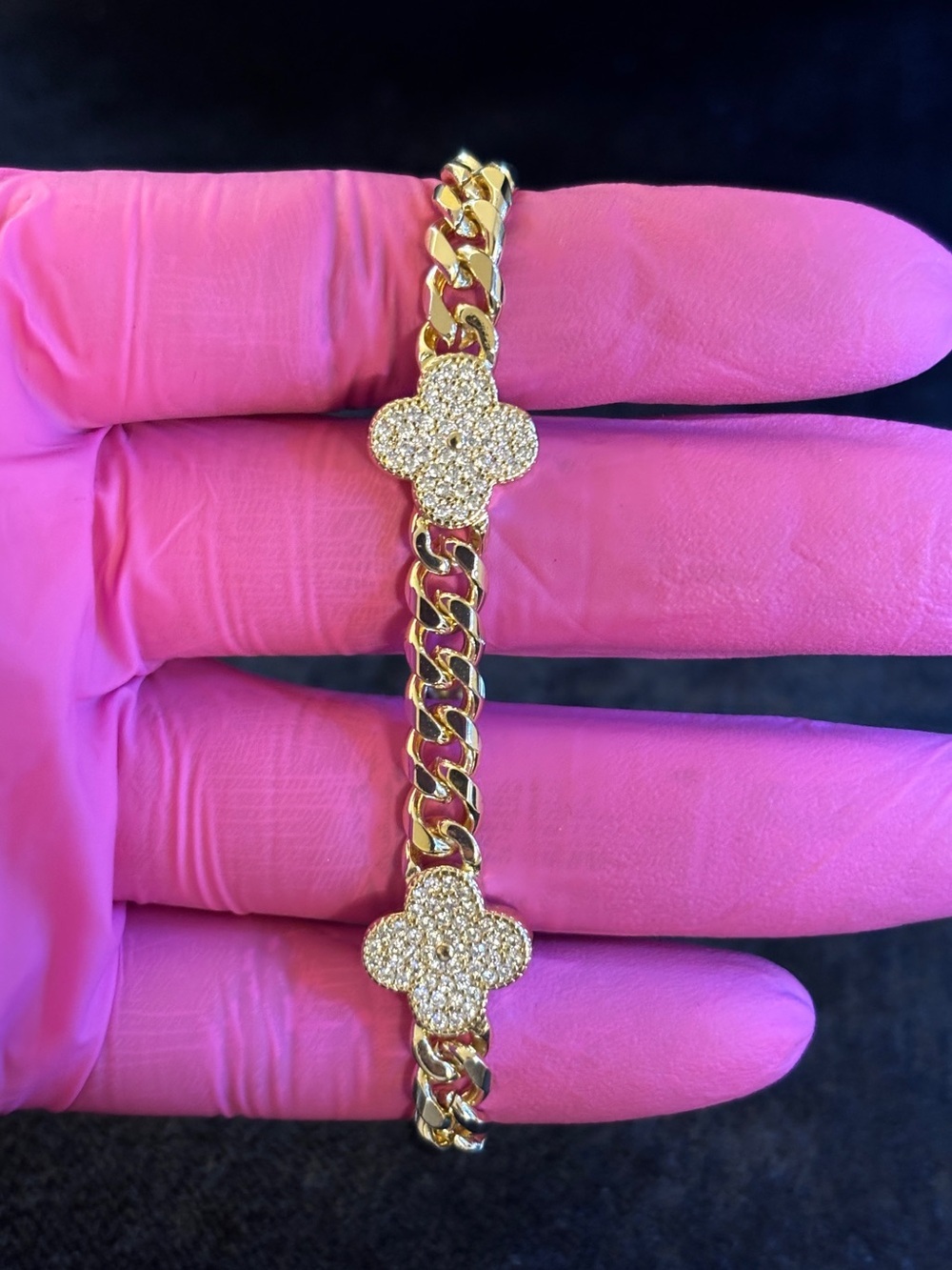 6mm Yellow Gold Clover Cuban Link Bracelet 7 1/2 in. - Picture 10 of 10